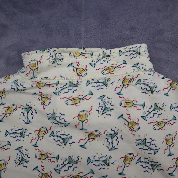 Euro Joy Shirt Womens M Ivory Long Sleeve High Neck Full Zip Print Blouse - Picture 10 of 16